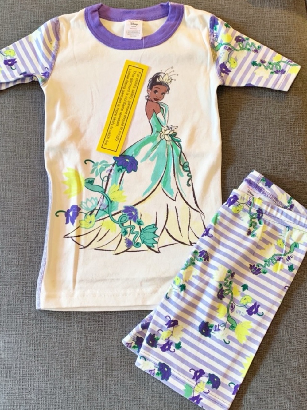 Hanna Andersson Lavender, Mint & Yellow Disney Princess Tiana Pajama Set